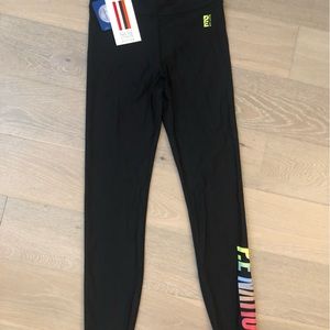 P.E NATION Cropped Logo Black Leggings
